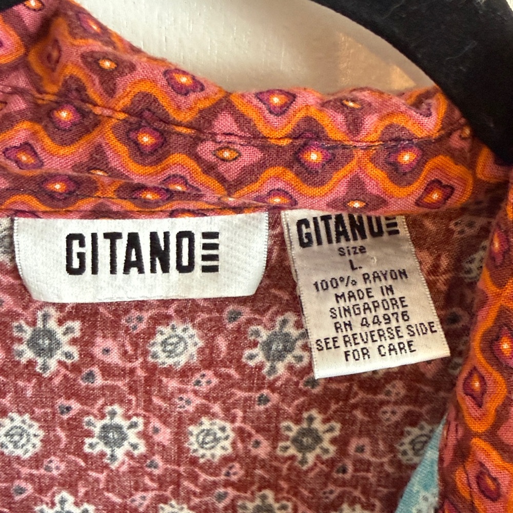 Vintage Gitano Patchwork Patterned Button Down Sh… - image 2